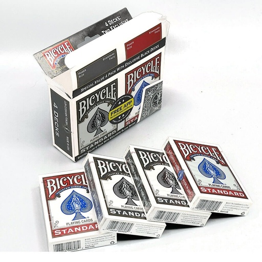 [LP1LTQB01] Bicycle Standard Index 4pk Black and Red Playing Cards